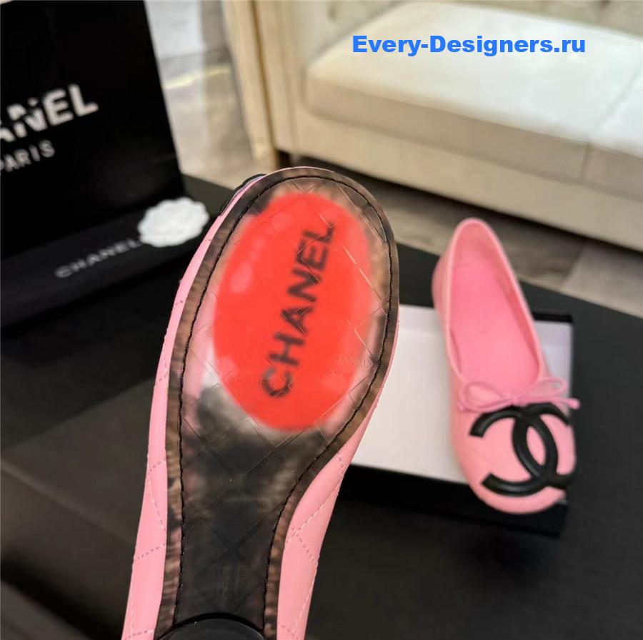 Ch**el cc logo ballet flats in pink