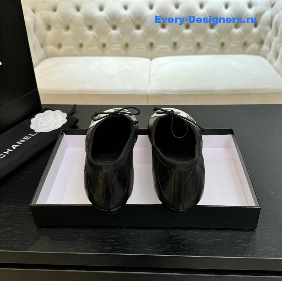 Ch**el black white cc logo ballet flats