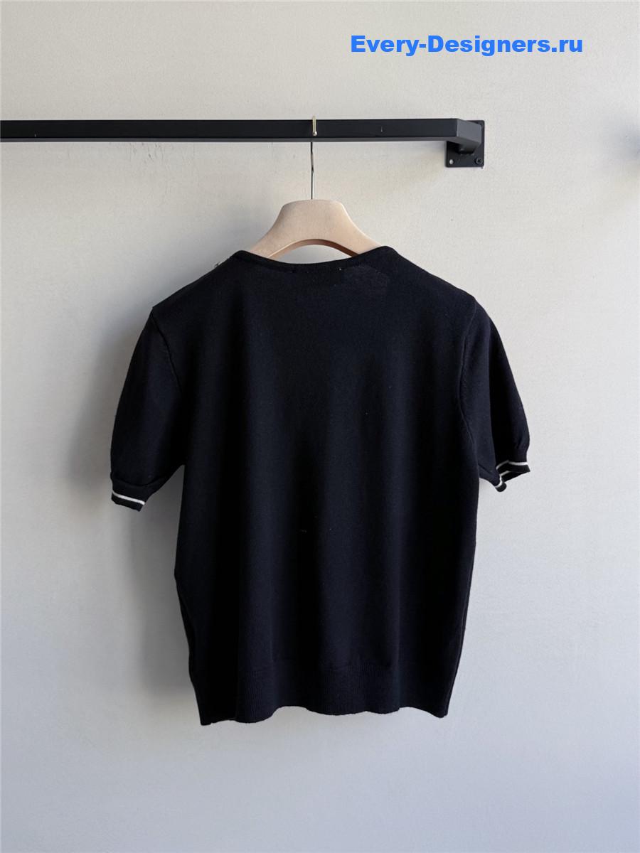 Miu Miu V-Neck Short Sleeve Top