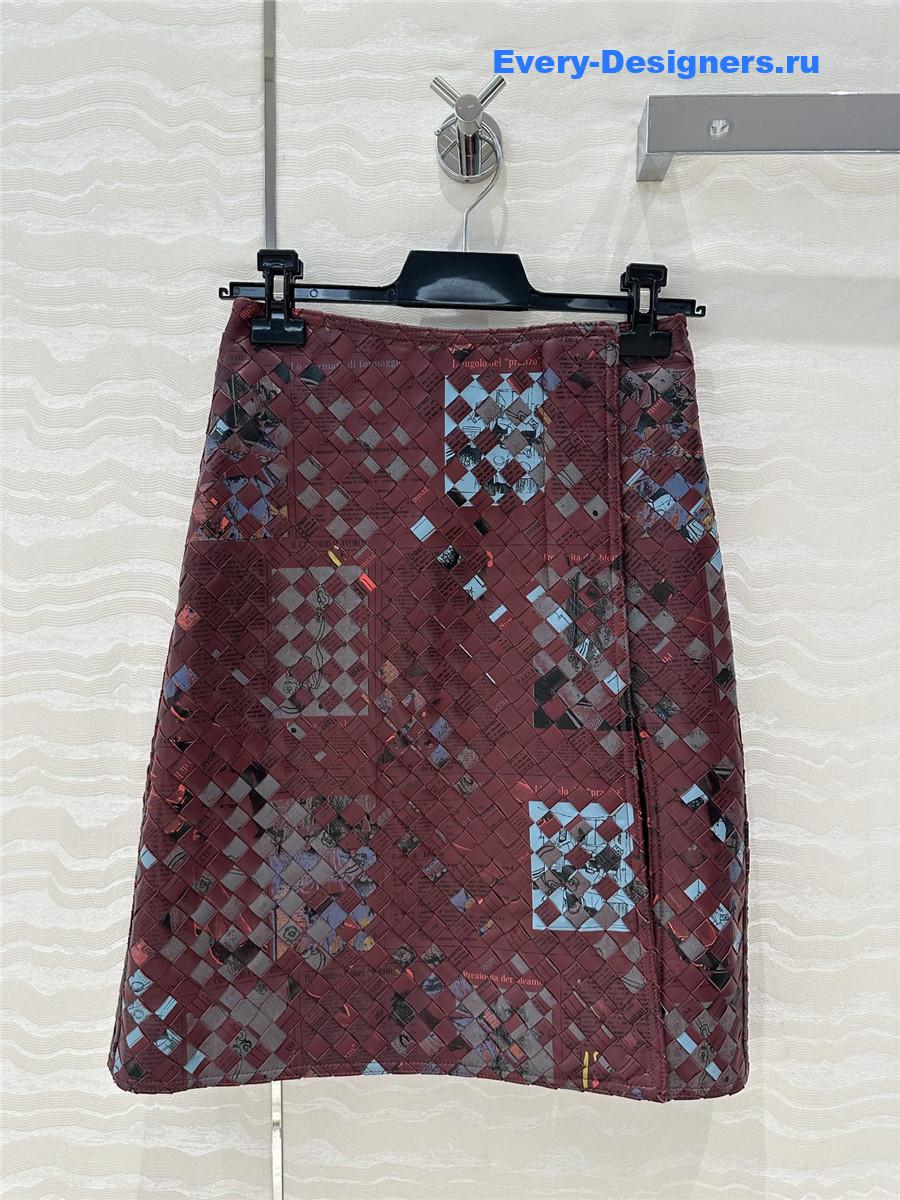 b0tt*ga Ven*ta graffiti woven leather skirt