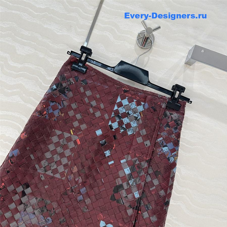 b0tt*ga Ven*ta graffiti woven leather skirt