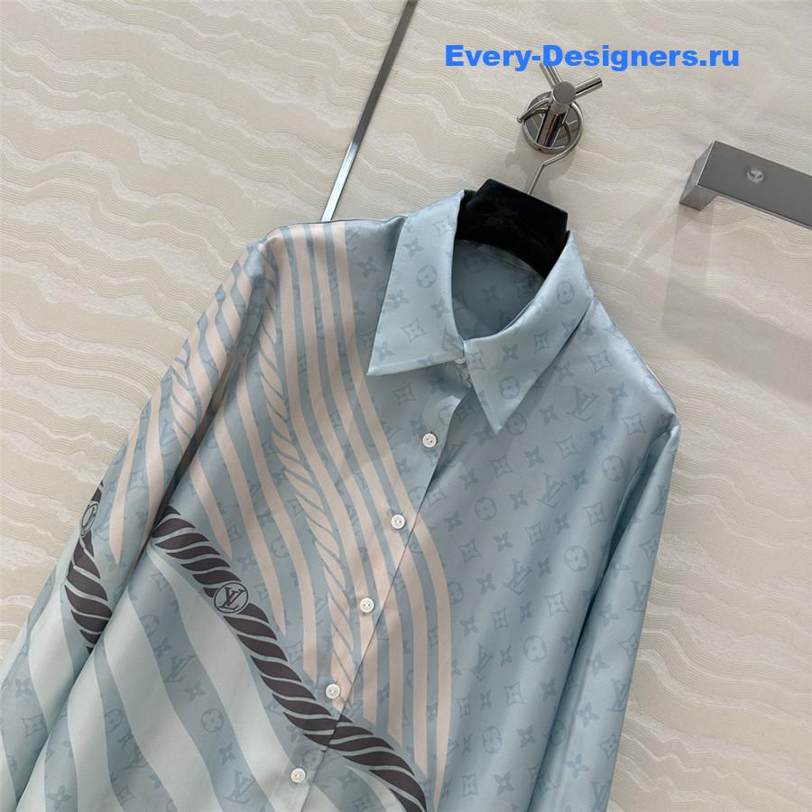 l0vis Vvtt0n lv wave print silk shirt