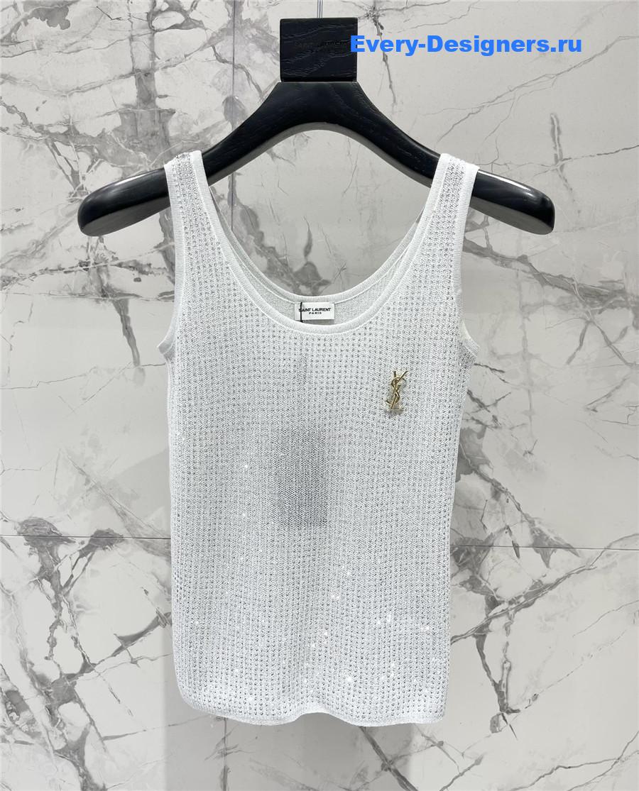 Sa1nt Lau*nt white sequined vest