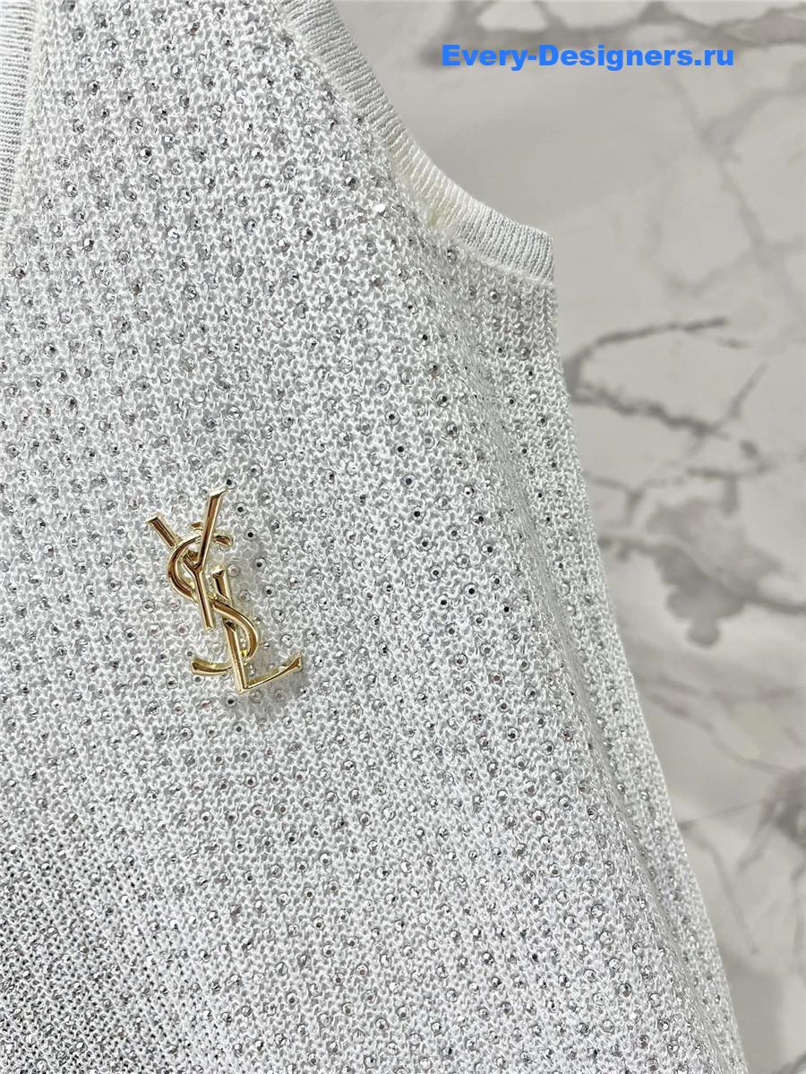 Sa1nt Lau*nt white sequined vest