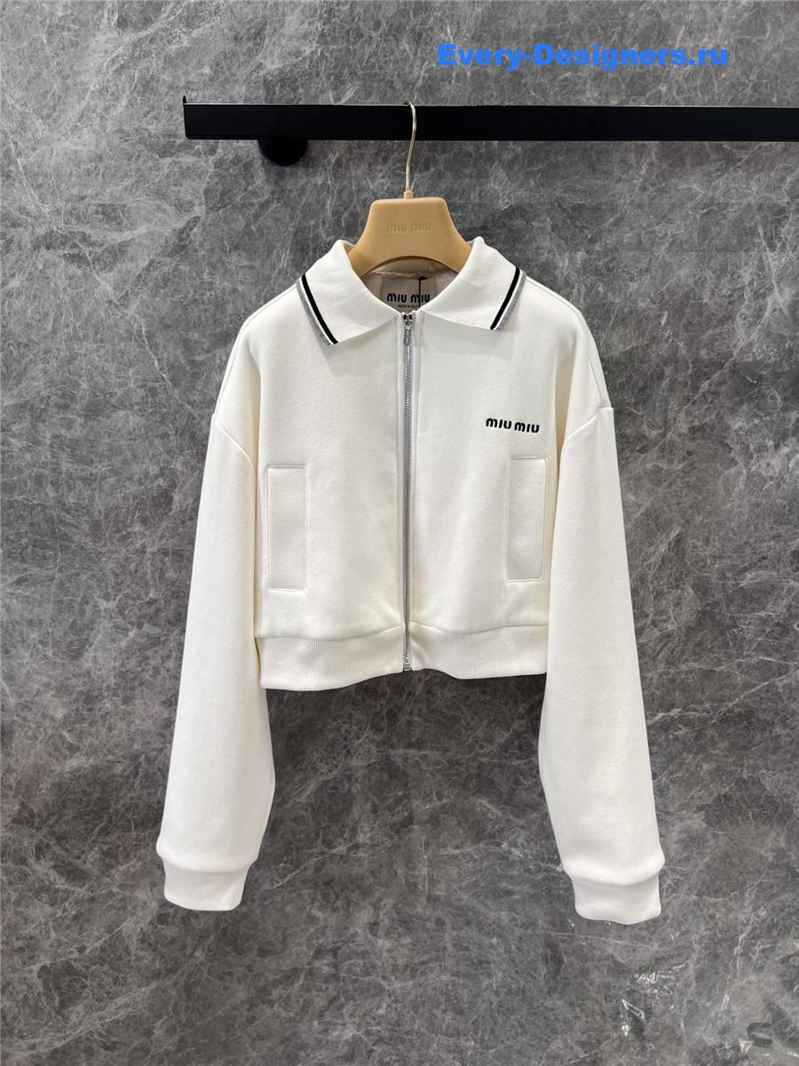 Miu Miu Collared Lettering Zip-Up Jacket Set