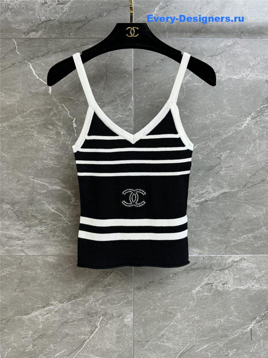 Ch**el black striped camisole vest
