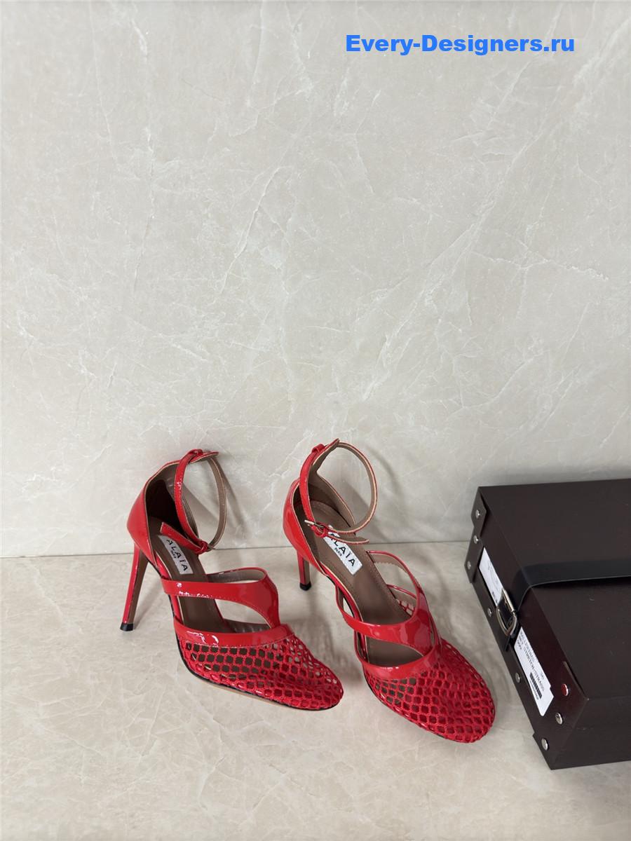 Alaïa Red Fishnet Pumps