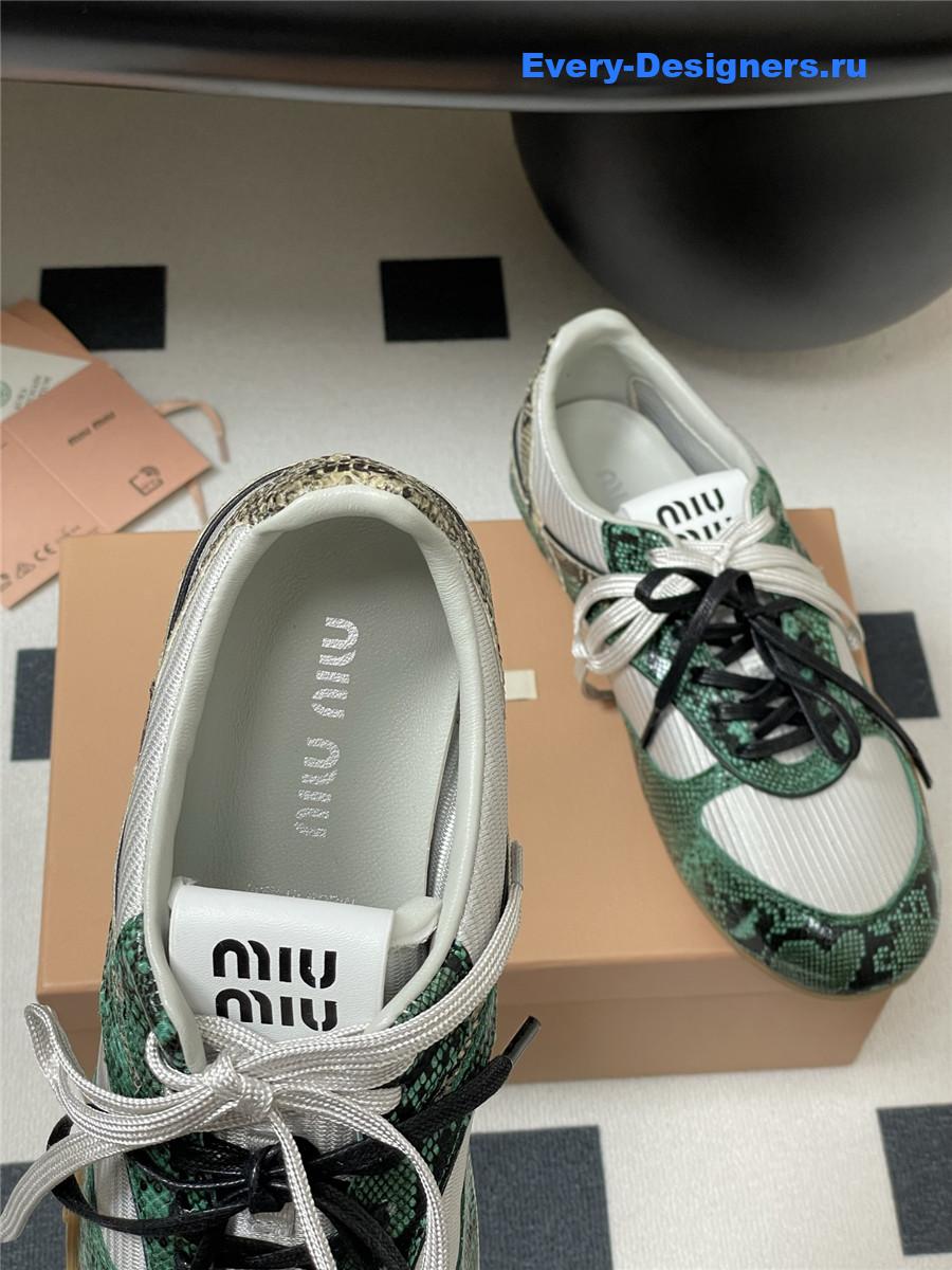 Miu Miu Green Snakeskin Sneakers