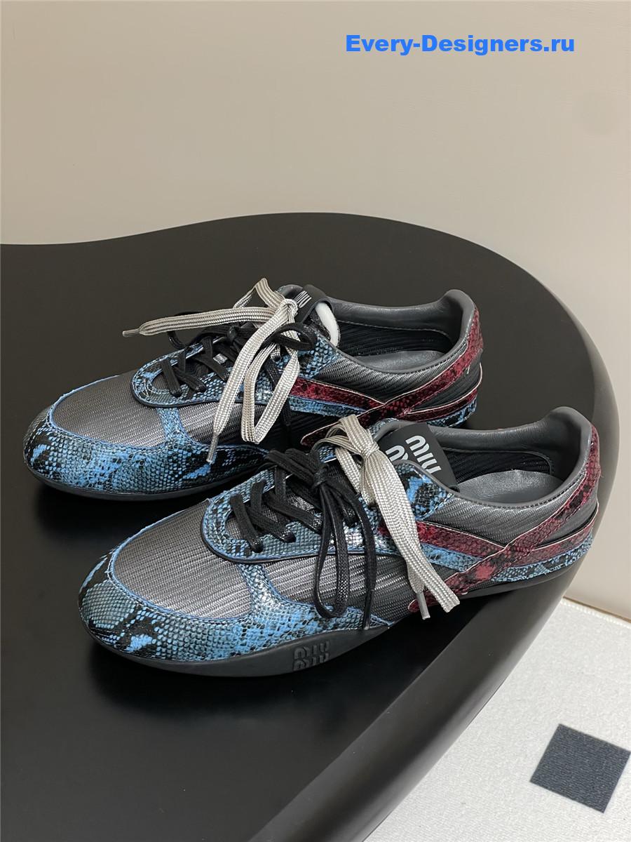 Miu Miu Blue Snakeskin Sneakers
