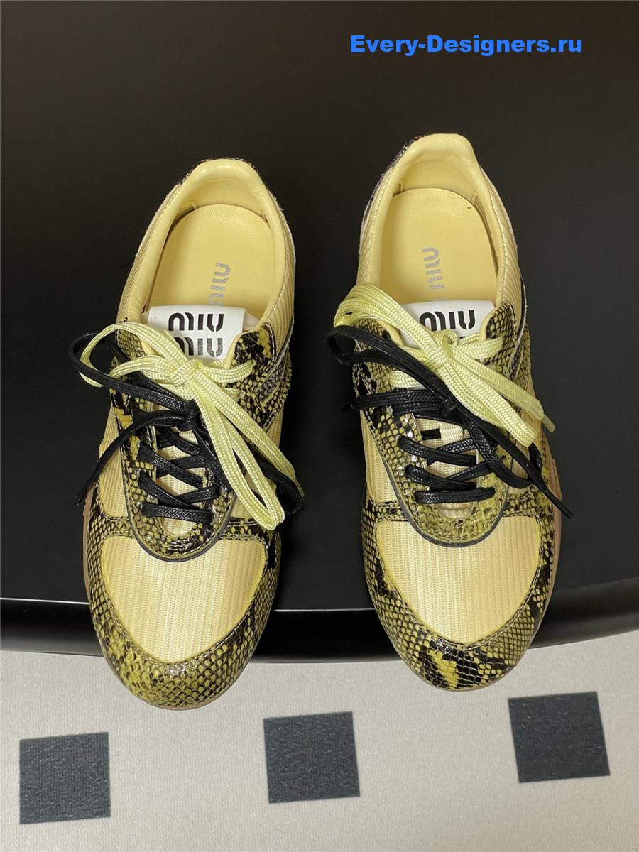 Miu Miu Yellow Snakeskin Sneakers