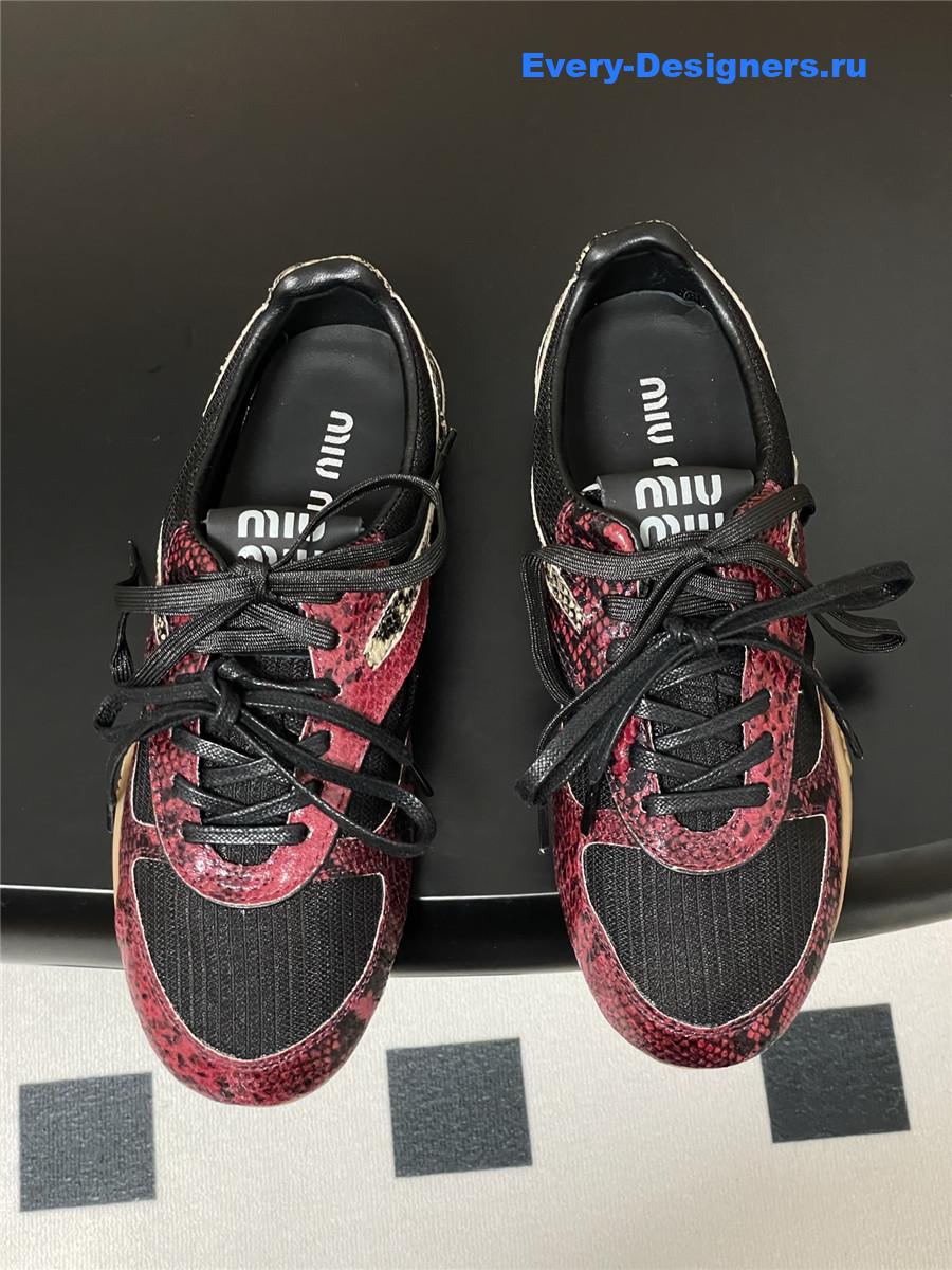 Miu Miu Burgundy Snakeskin Sneakers