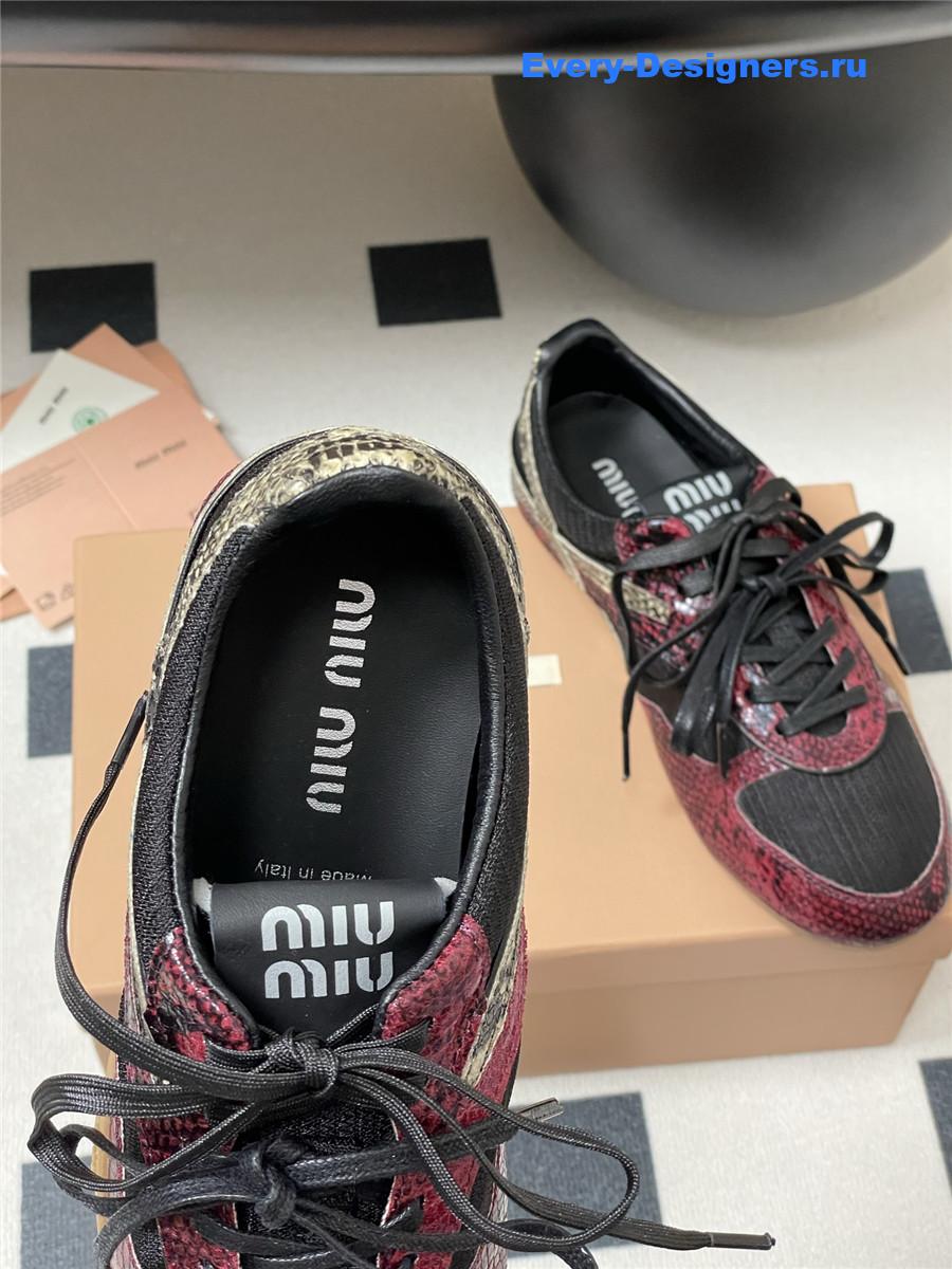 Miu Miu Burgundy Snakeskin Sneakers