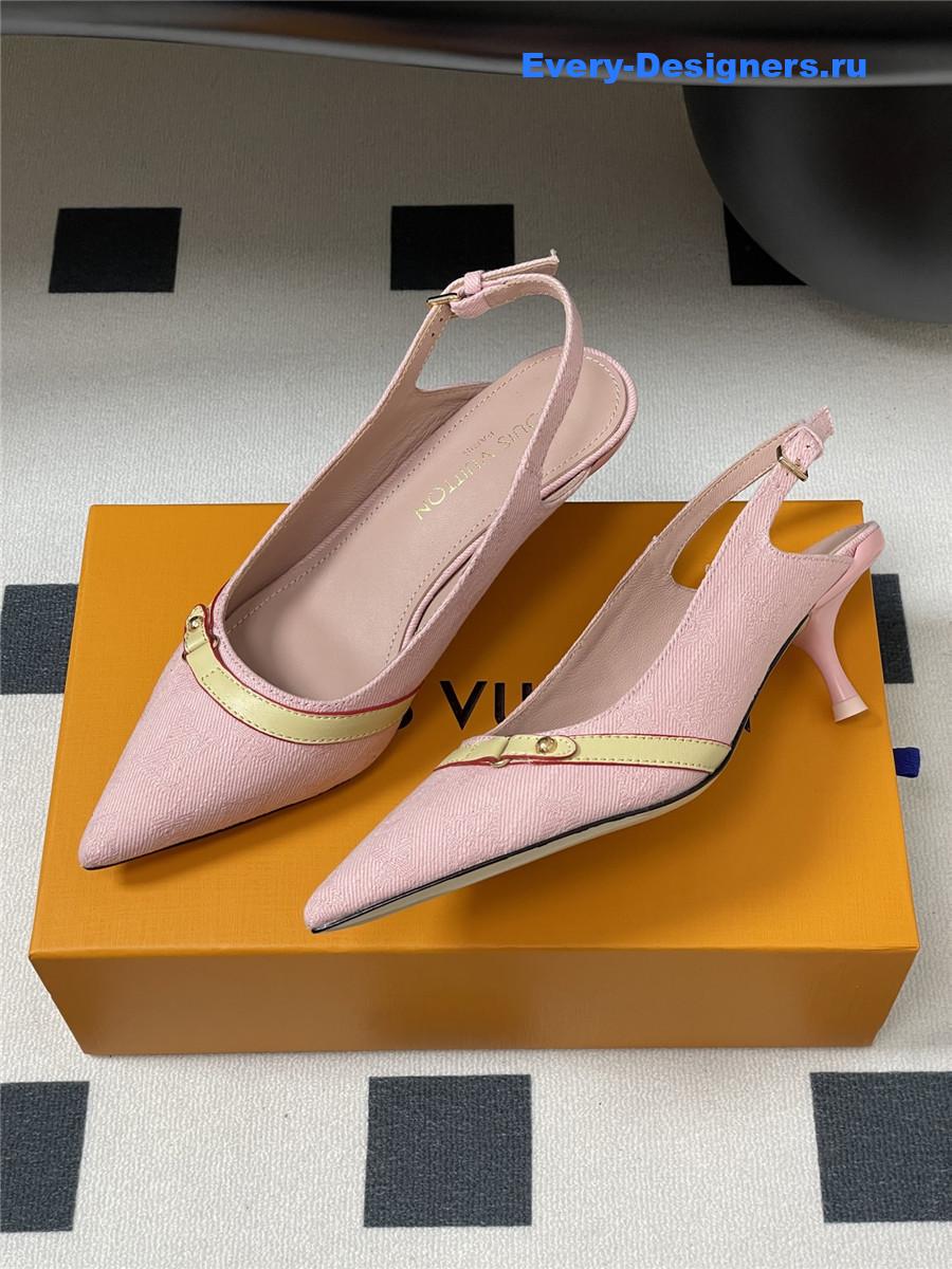 l0vis Vvtt0n pink denim slingbacks