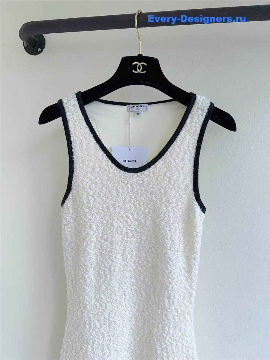 Ch**el white knit maxi dress
