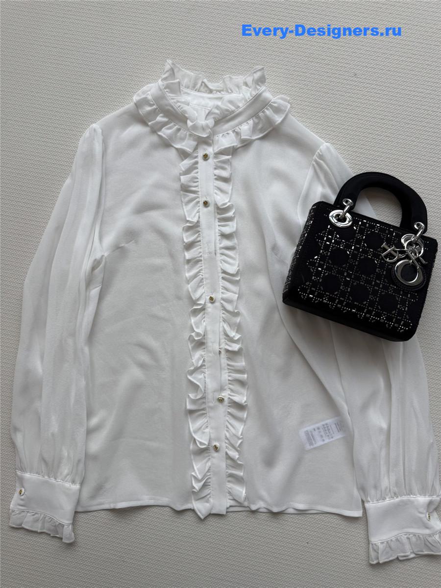 Dolce & Gabbana Silk Ruffled Shirt in White