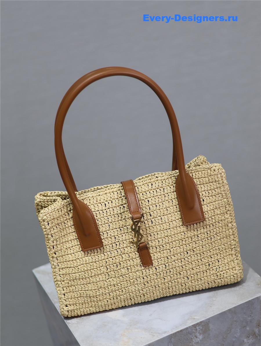 Sa1nt Lau*nt brown raffia tote