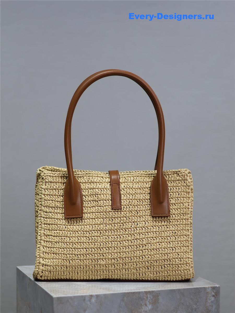 Sa1nt Lau*nt brown raffia tote