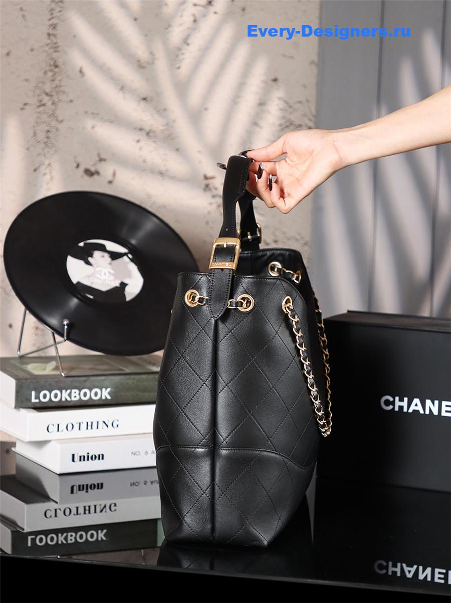 Ch**el black cc logo shopping tote