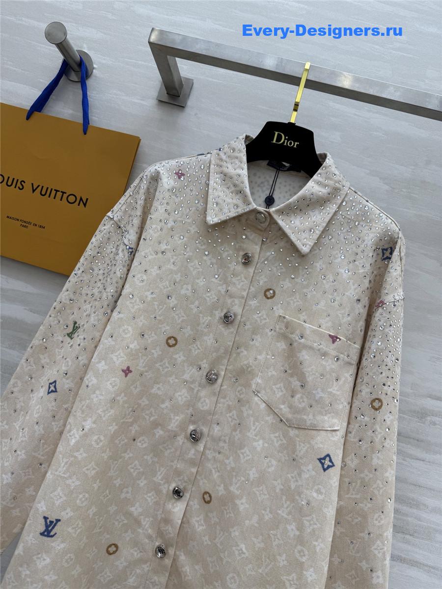 l0vis Vvtt0n rhinestone denim shirt