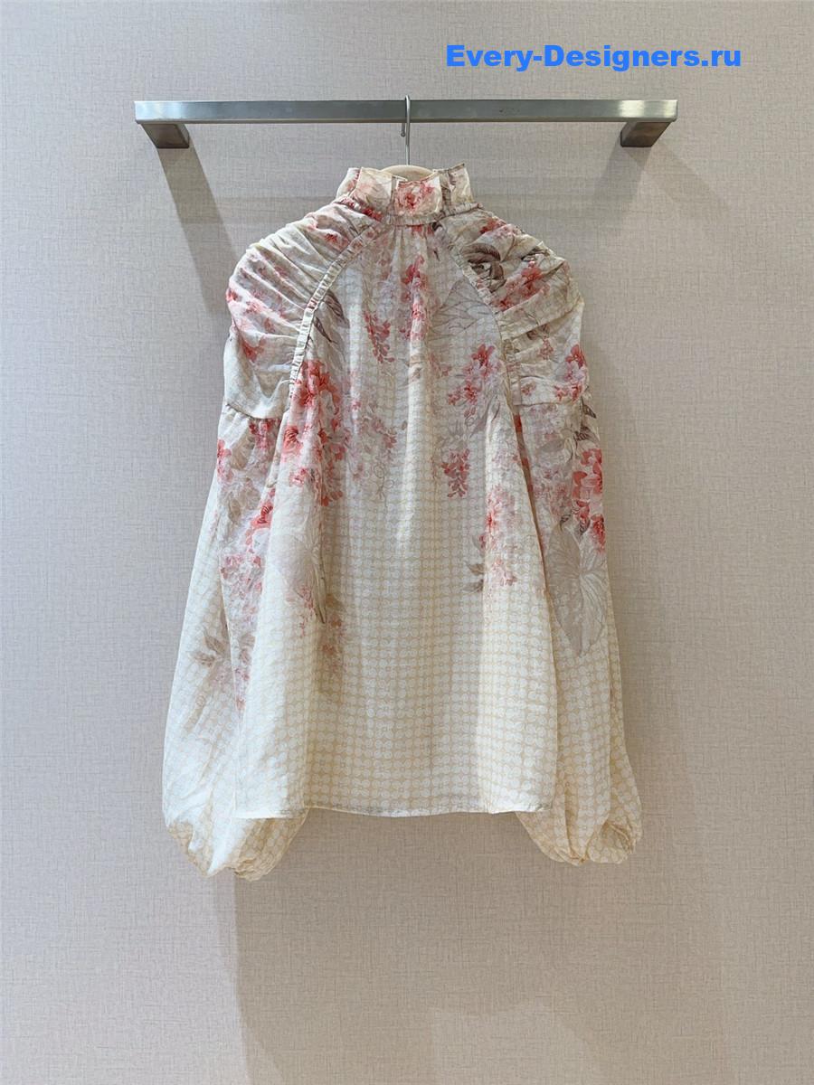 Zimm Coral Floral Billow Blouse