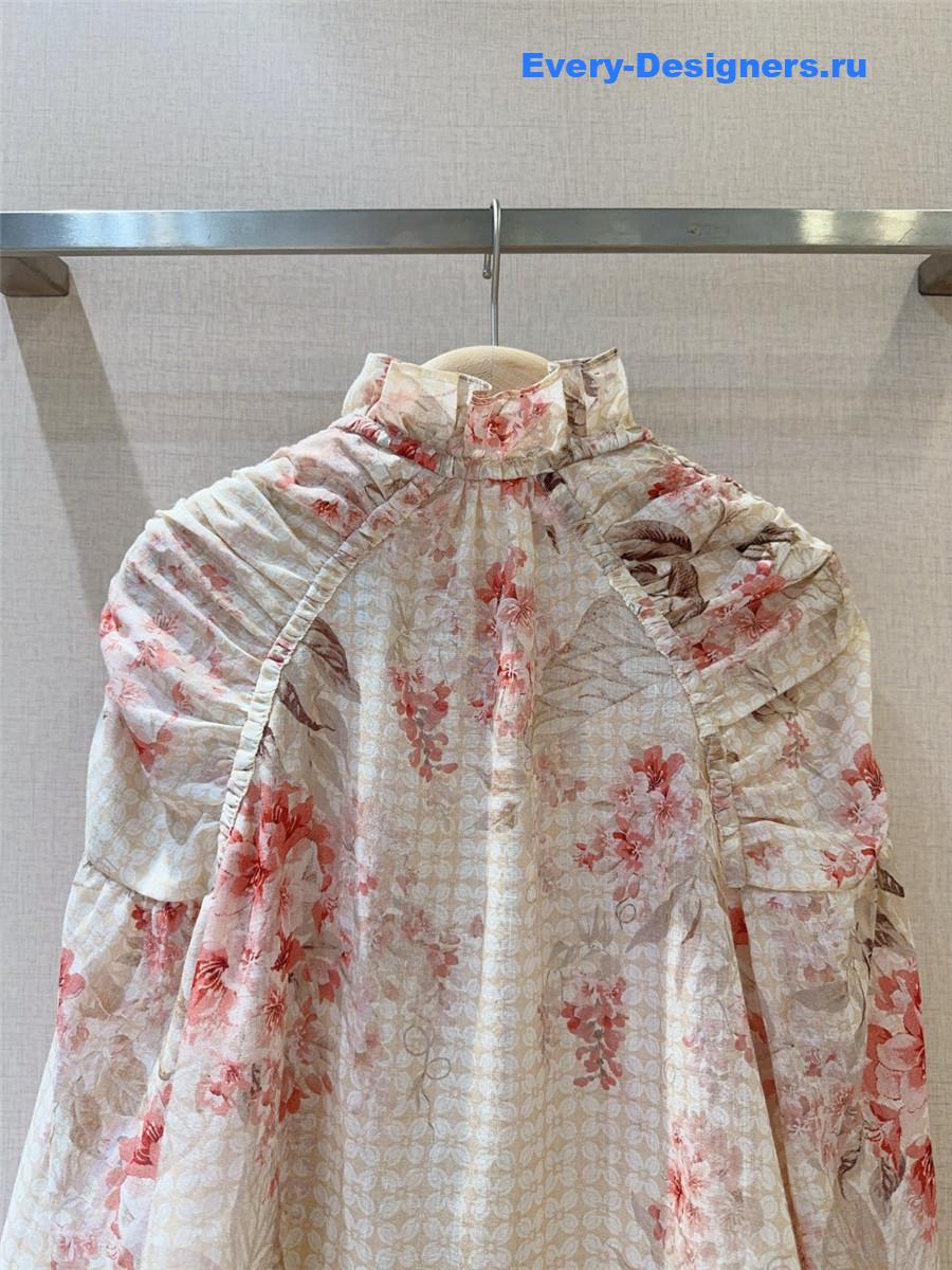 Zimm Coral Floral Billow Blouse