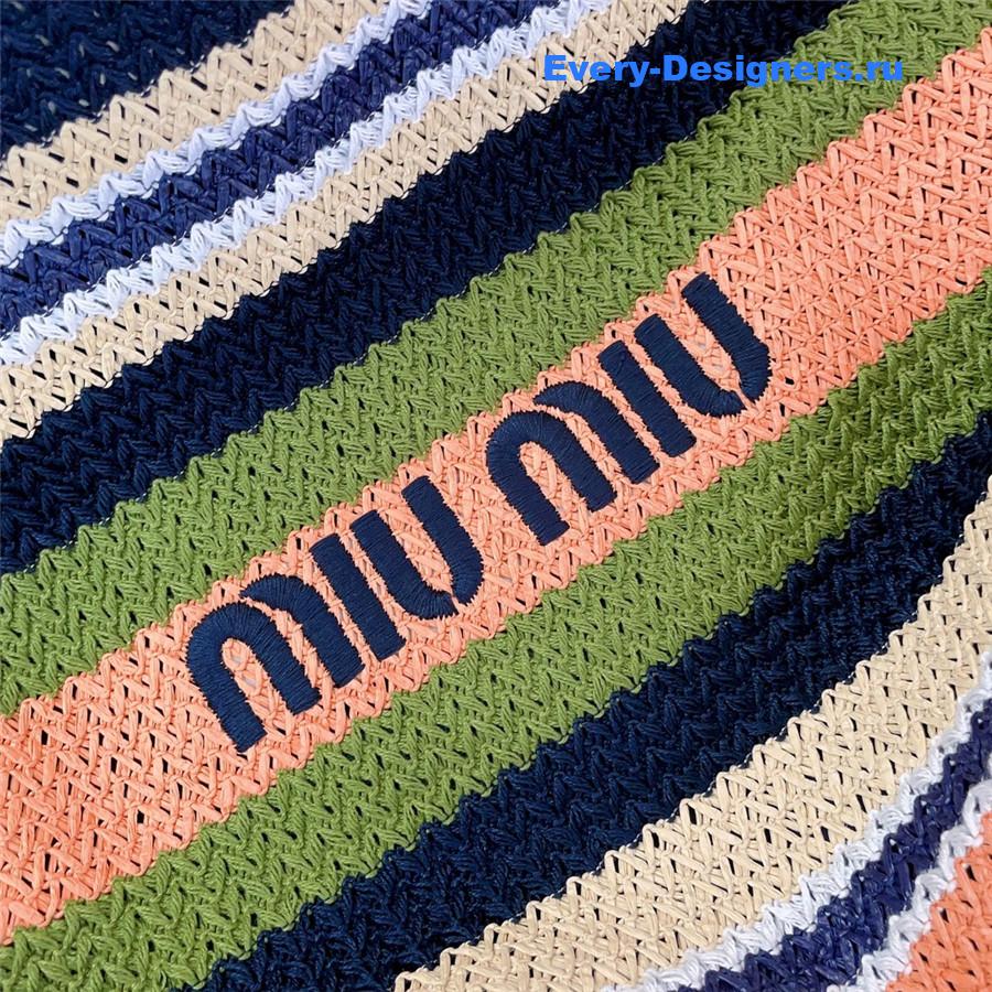 Miu Miu Blue Striped Crochet Tote