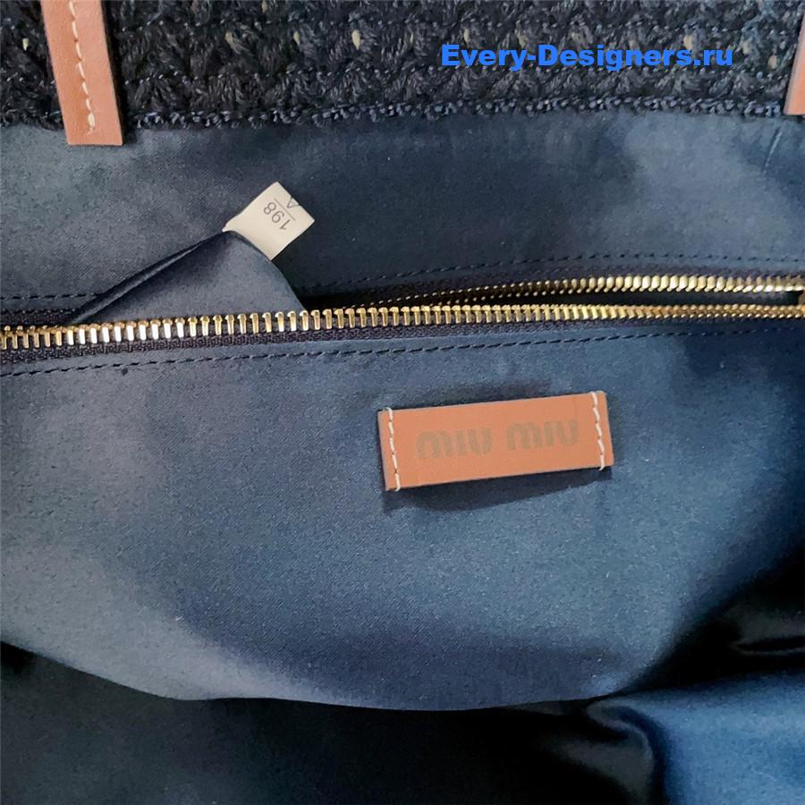Miu Miu Blue Striped Crochet Tote