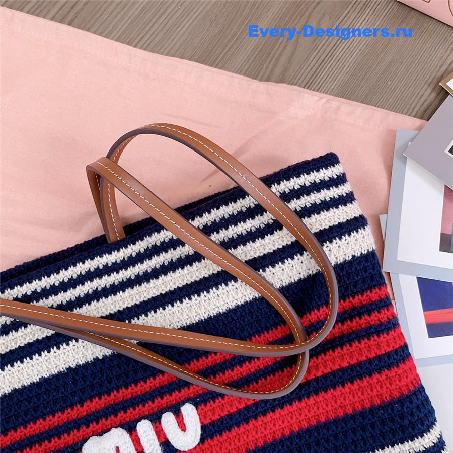 Miu Miu Red Striped Crochet Tote