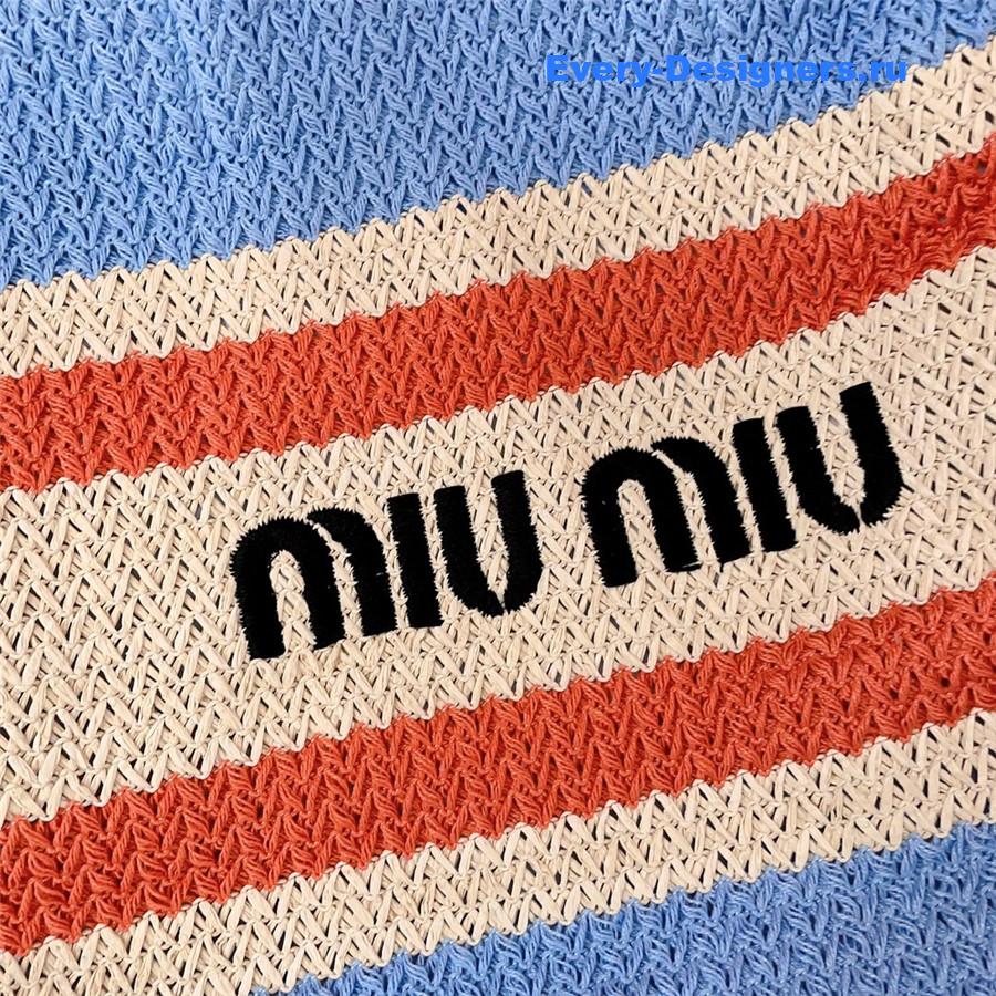 Miu Miu Tessuto Striped Crochet Tote