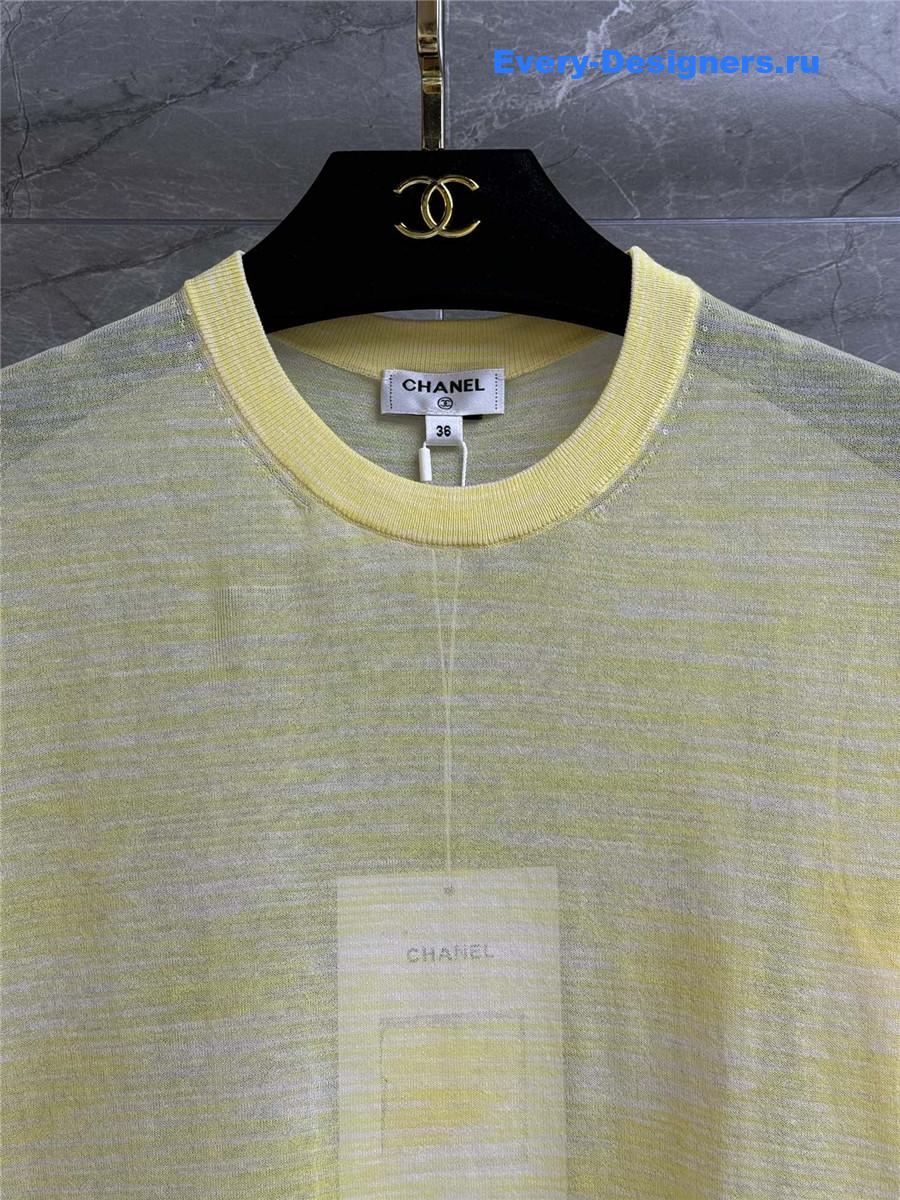 Ch**el yellow sheer knit top