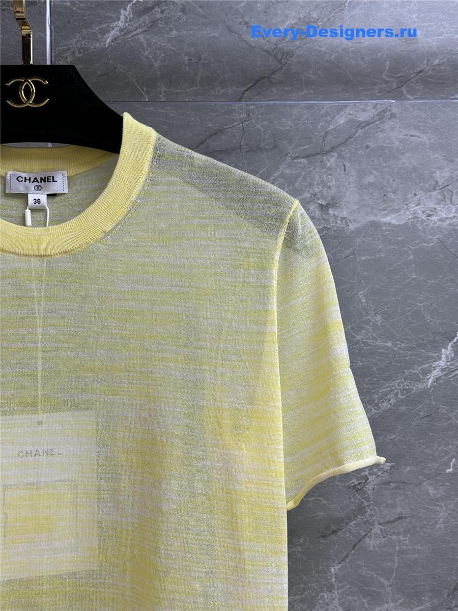 Ch**el yellow sheer knit top