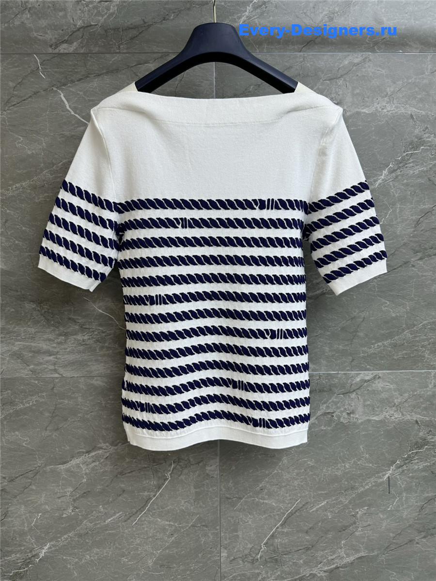 l0vis Vvtt0n rope stripes knit top