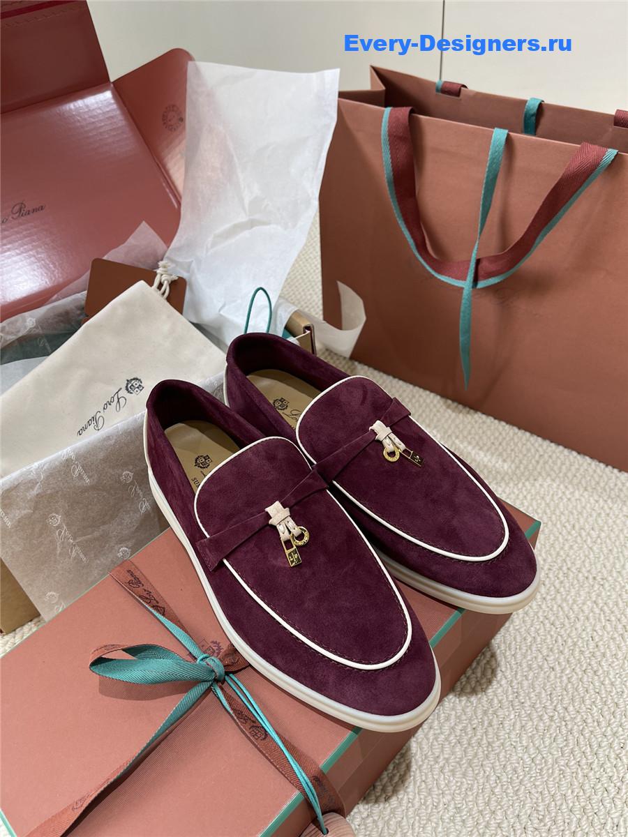 L0r0 P1ana burgundy suede loafers