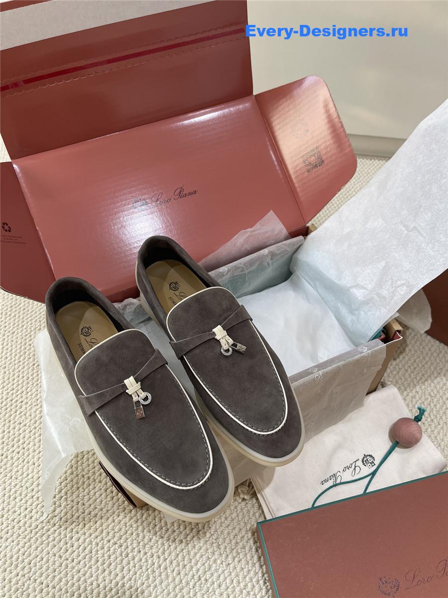 L0r0 P1ana dark grey suede loafers