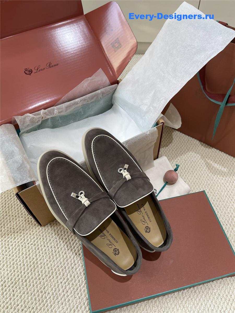 L0r0 P1ana dark grey suede loafers