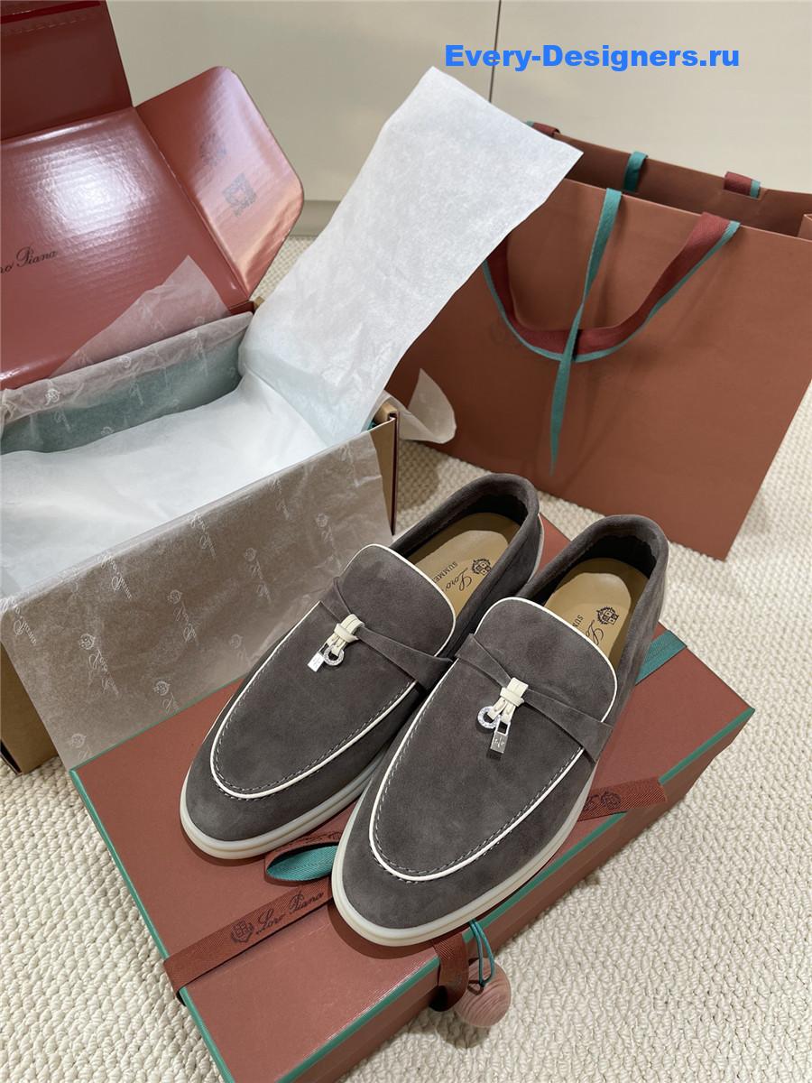 L0r0 P1ana dark grey suede loafers