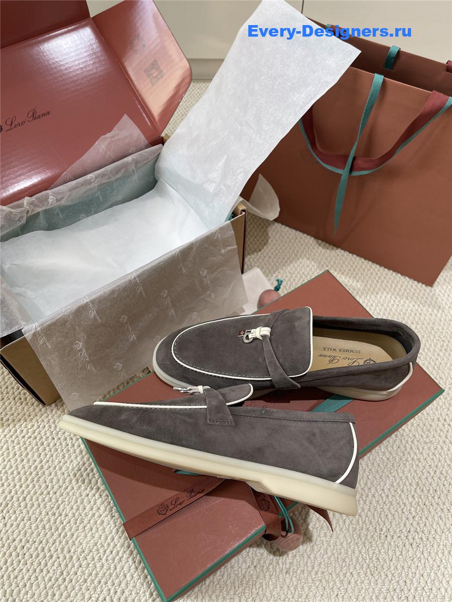 L0r0 P1ana dark grey suede loafers
