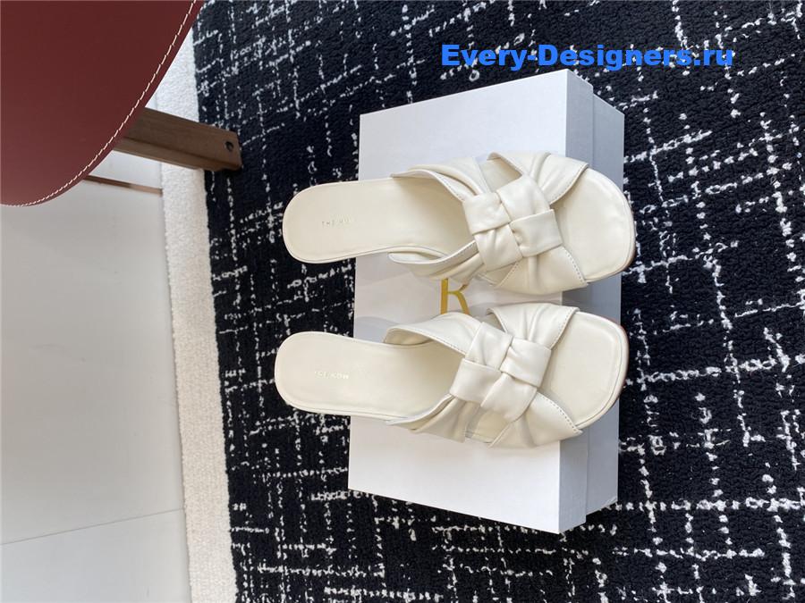 The R0w 65mm soft knot leather sandals in white