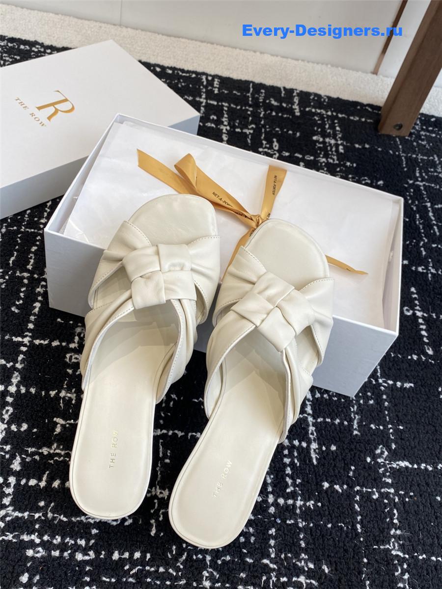 The R0w 65mm soft knot leather sandals in white