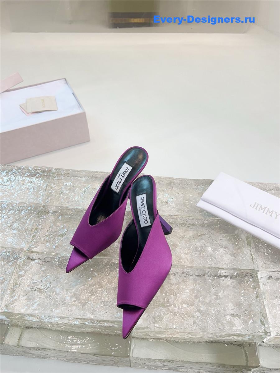 J1m*y Ch00 maryanne 100mm peep-toe mules in purple