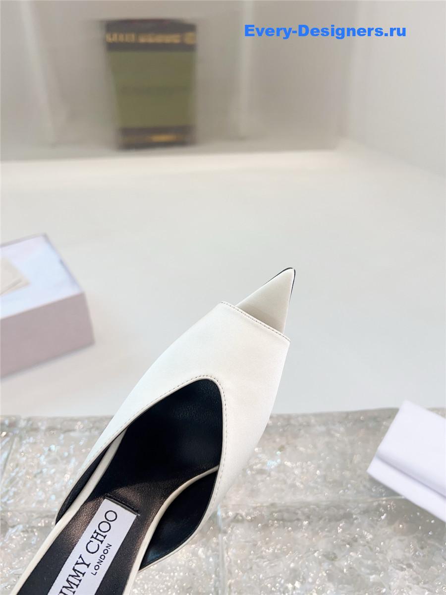 J1m*y Ch00 maryanne 100mm white peep-toe mules