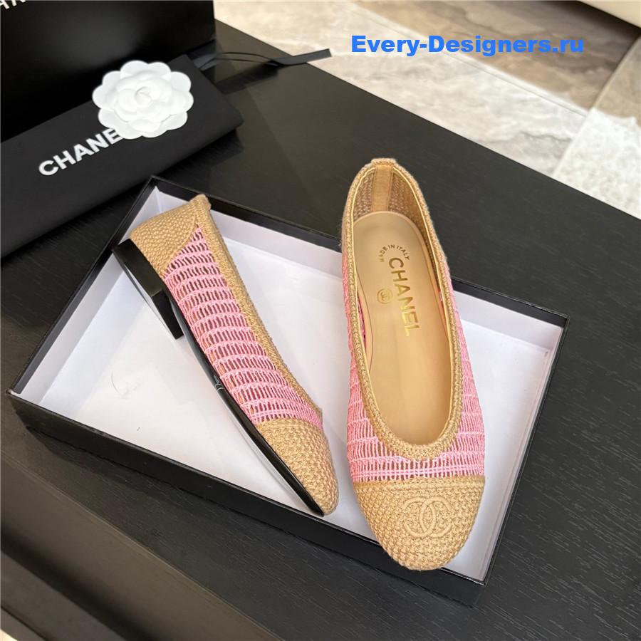Ch**el pink raffia ballet flats