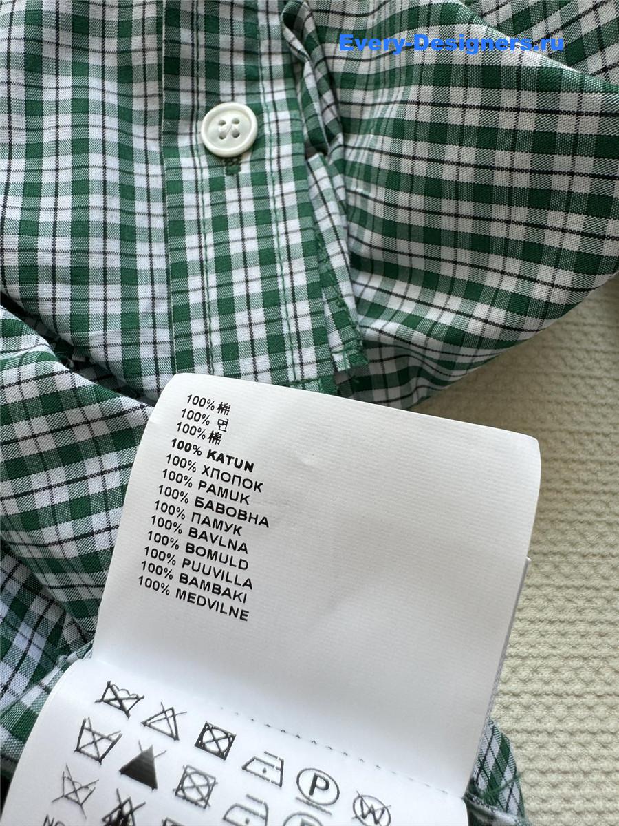 Miu Miu Light Green Check Cropped Shirt