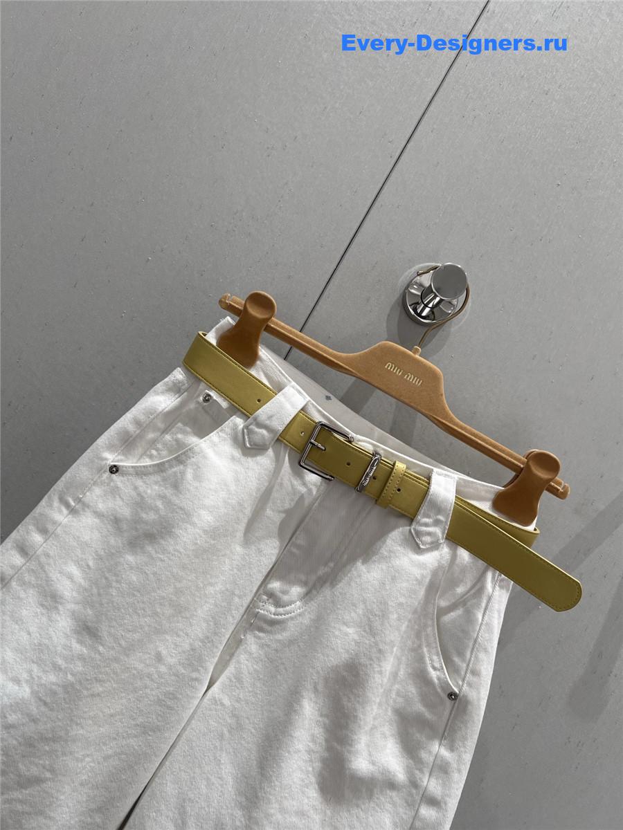 Miu Miu High-Waist White Denim Shorts