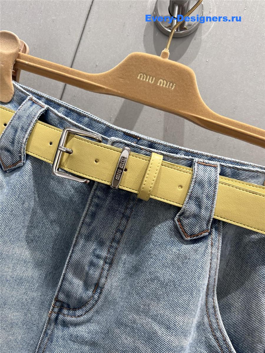 Miu Miu High-Waist Light Blue Denim Shorts