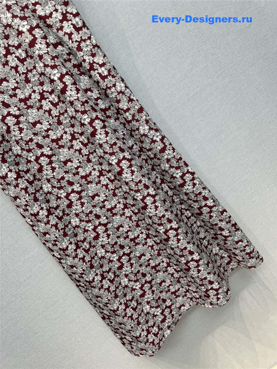 Miu Miu Floral V-Neck Suspenders Maxi Dress