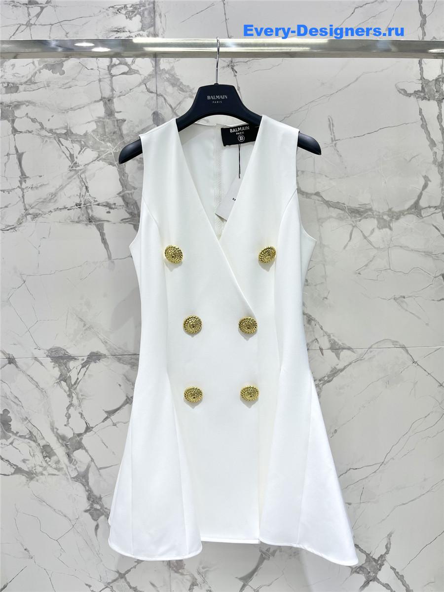 Sa1nt Lau*nt sleeveless blazer dress in white