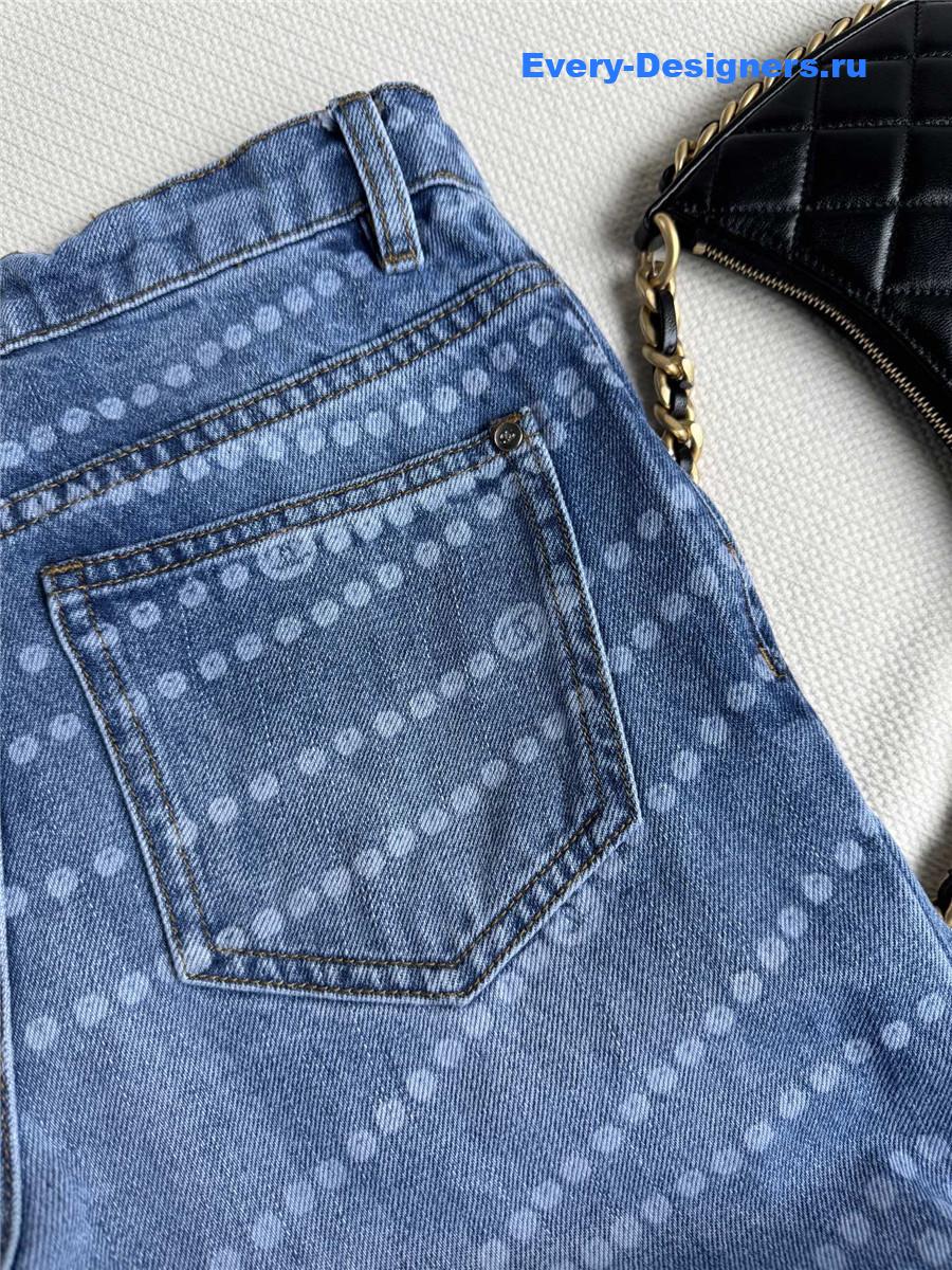 Ch**el laser-permed wide-leg jeans