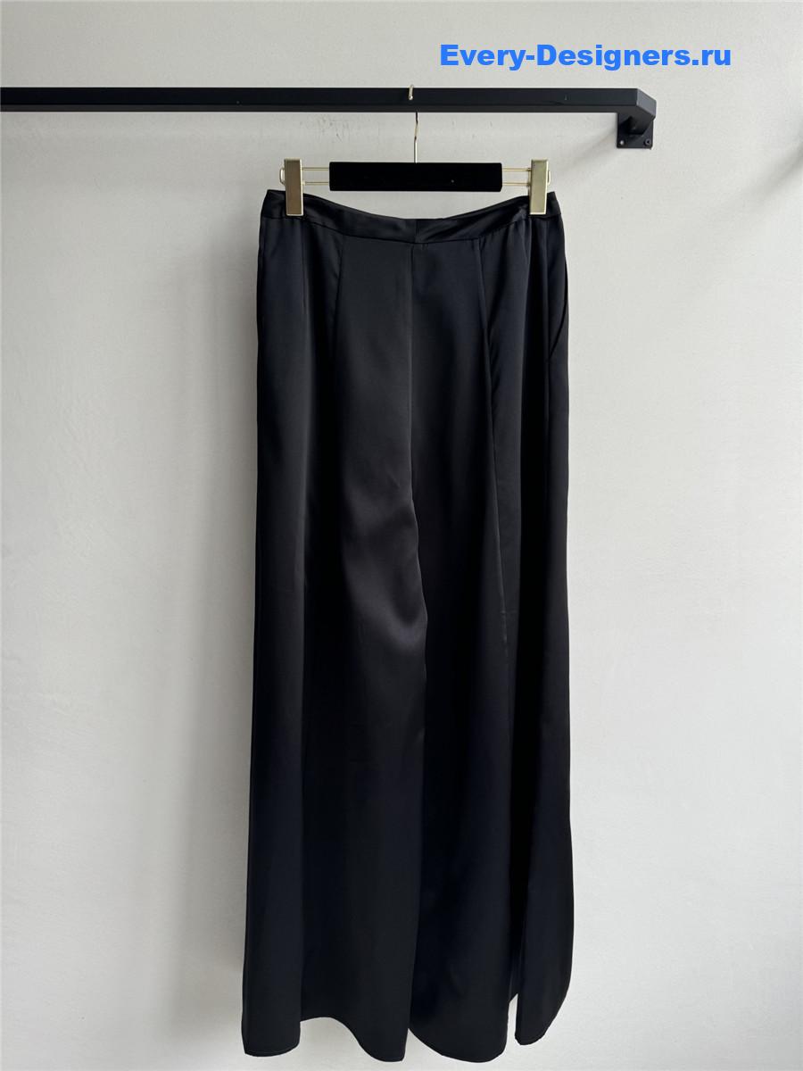 Ch**el black silk wide-leg pants