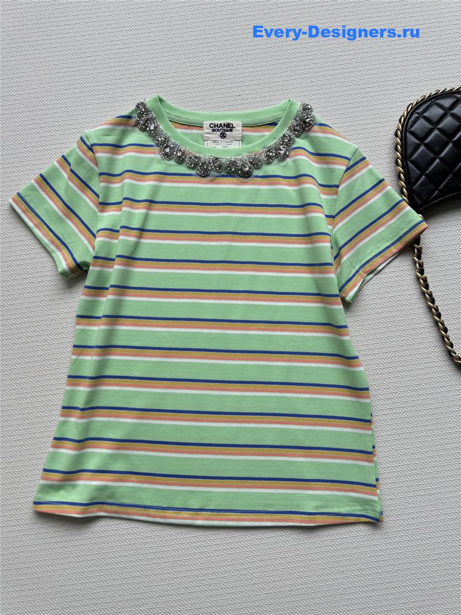 Ch**el green striped t-shirt